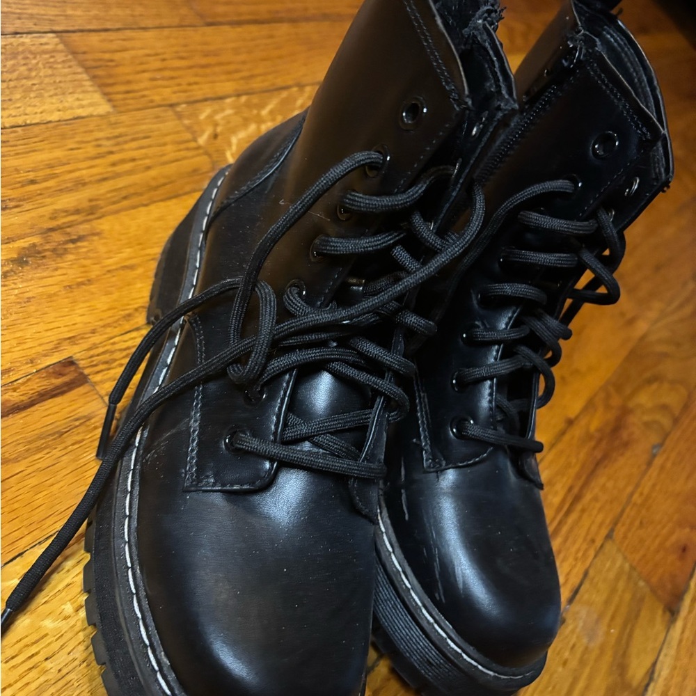 Black Lace-Up Combat Boots
